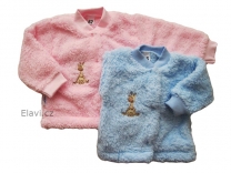 Kojenecký kabátek fleece-peří - vel. 80 růžový - medvídek